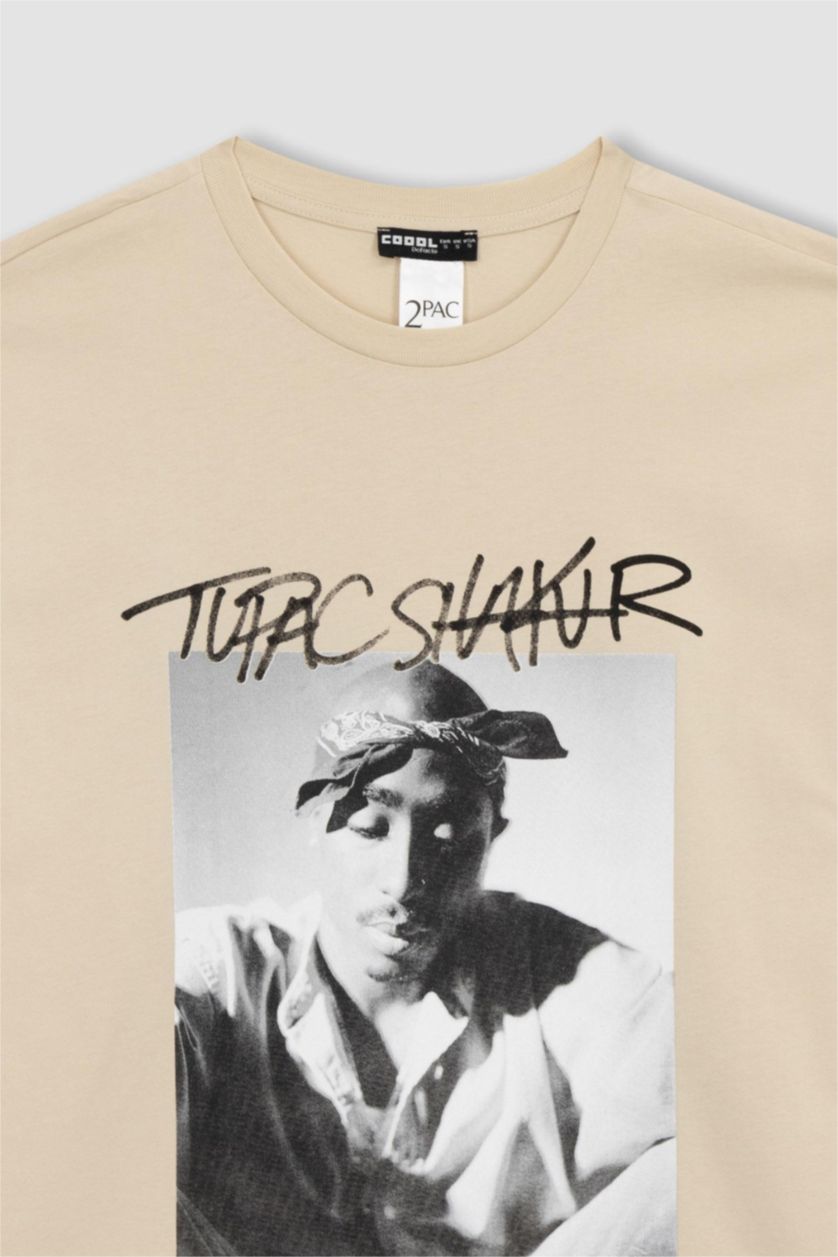 WOMAN Light Beige Coool Tupac Oversize Fit Short Sleeve T-Shirt