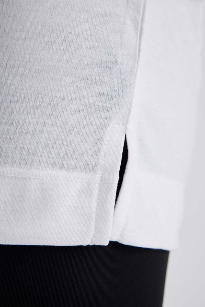 WOMAN White Defacto Fit Comfort Fit Crew Neck Sportsman Short Sleeve T-Shirt