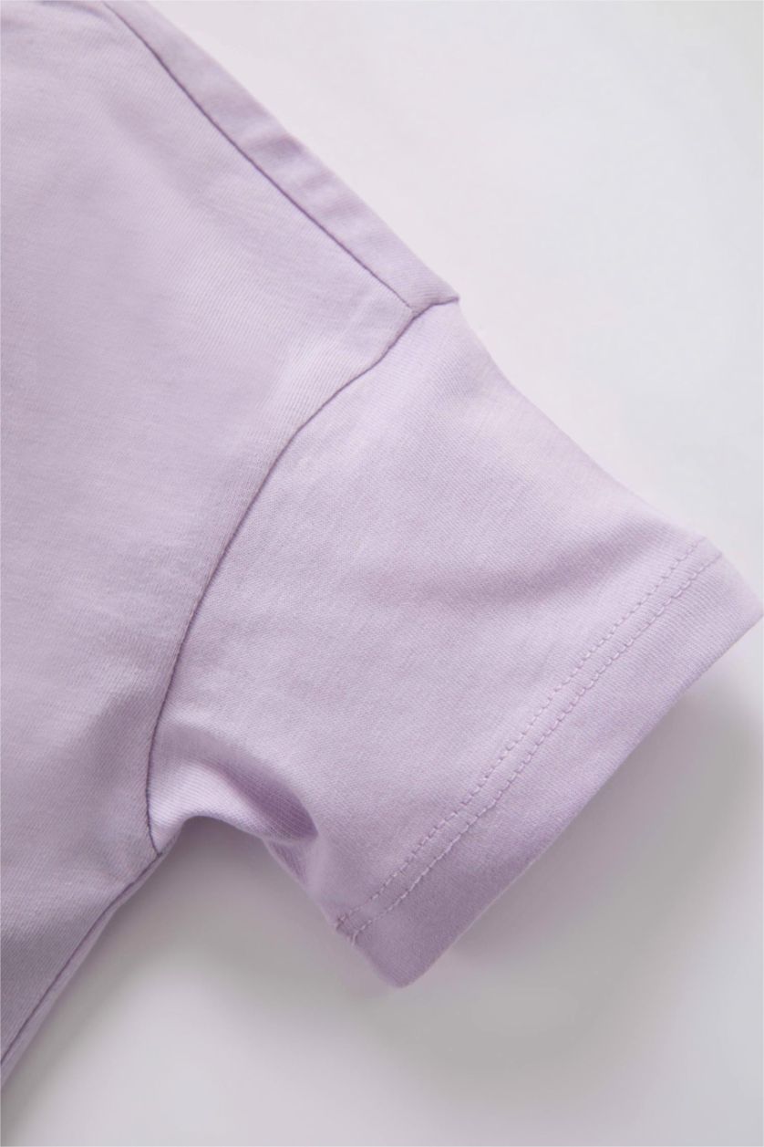 مولود ذكر أرجواني فاتح تيشيرت رياضي ولادي ممشط قصة عادية