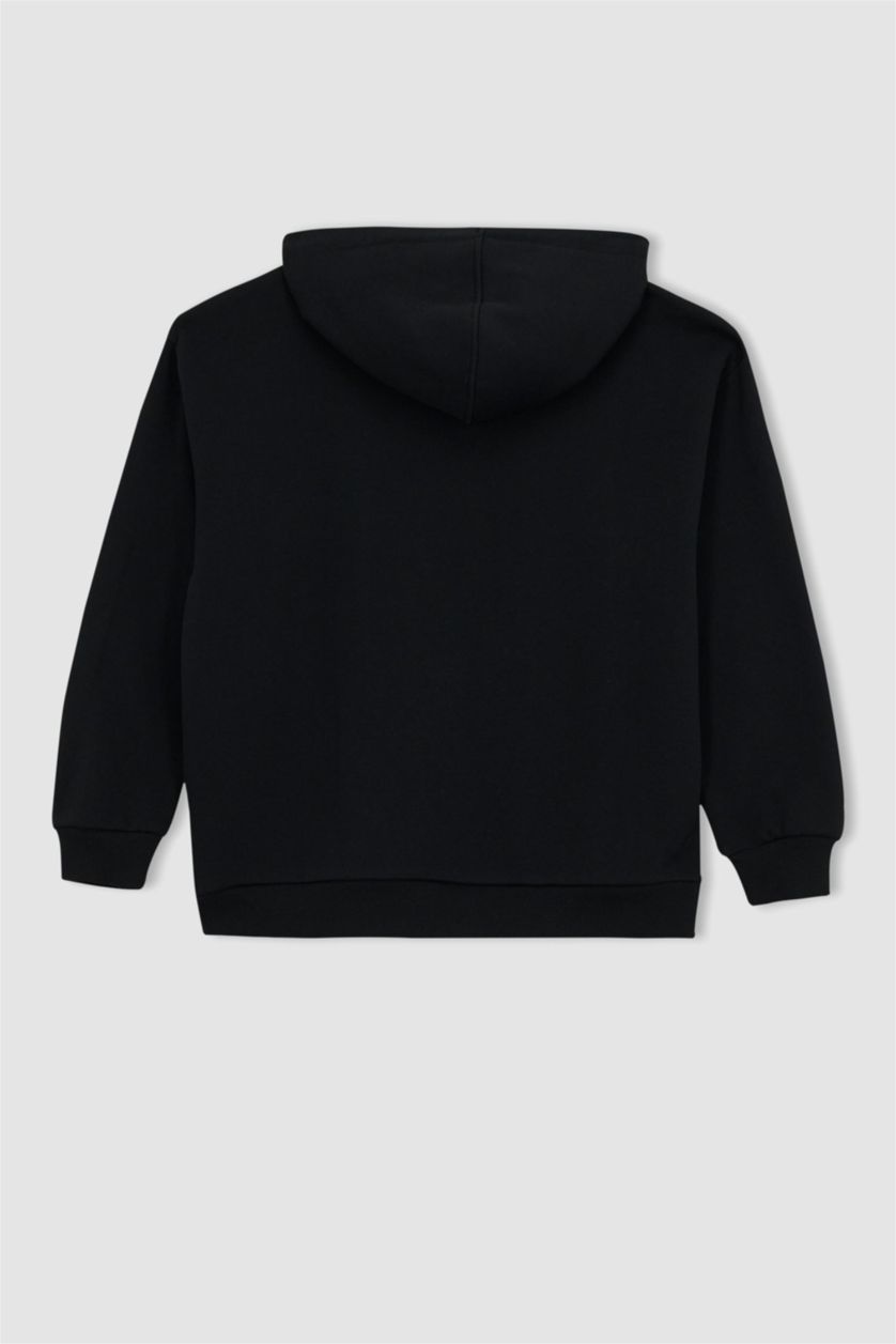 نساء أسود سويت شيرت اوفر سايز بغطاء للرأس