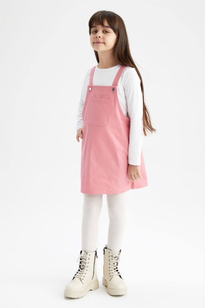 Kız Çocuk - Genç Kız Pembe Kız Çocuk Salopet Elbise