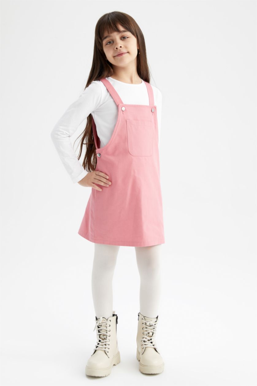 Kız Çocuk - Genç Kız Pembe Kız Çocuk Salopet Elbise