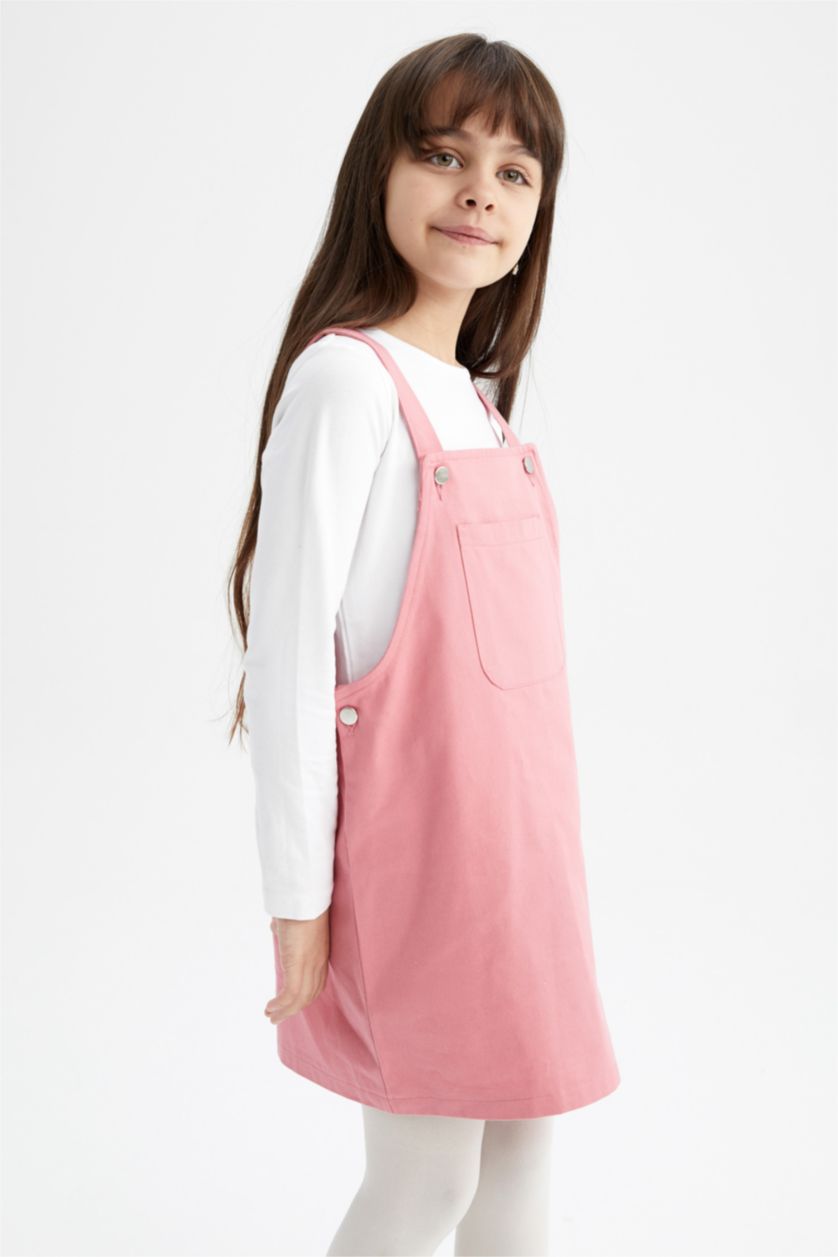 Kız Çocuk - Genç Kız Pembe Kız Çocuk Salopet Elbise