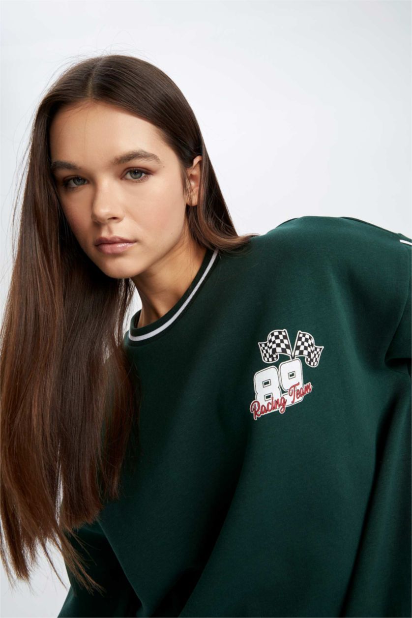 FEMME Vert Foncé Sweat- Shirt Coupe Oversize Slogan