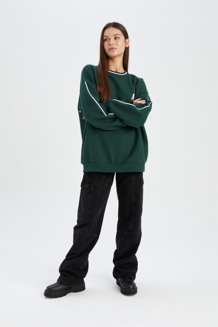 FEMME Vert Foncé Sweat- Shirt Coupe Oversize Slogan
