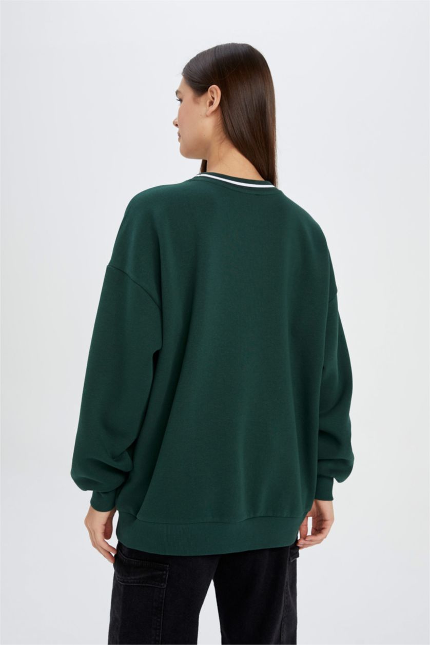 FEMME Vert Foncé Sweat- Shirt Coupe Oversize Slogan