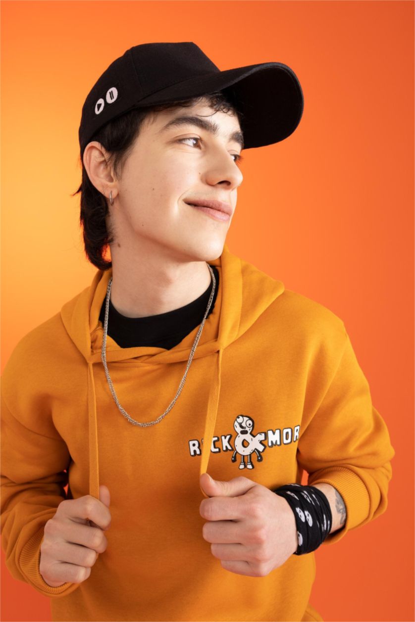 MAN Orange Rick and Morty Licensed Regular Fit Hoodie Sweatshirt