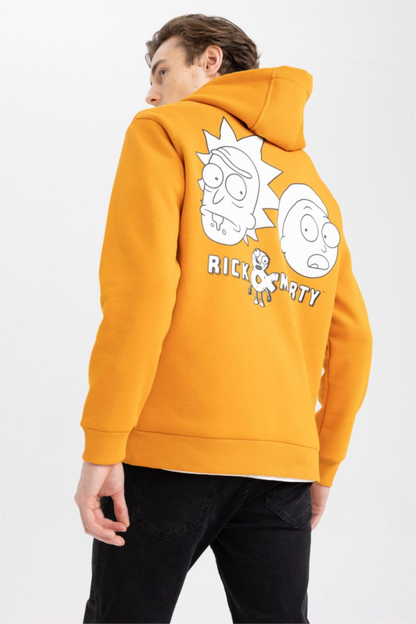 MAN Orange Rick and Morty Licensed Regular Fit Hoodie Sweatshirt