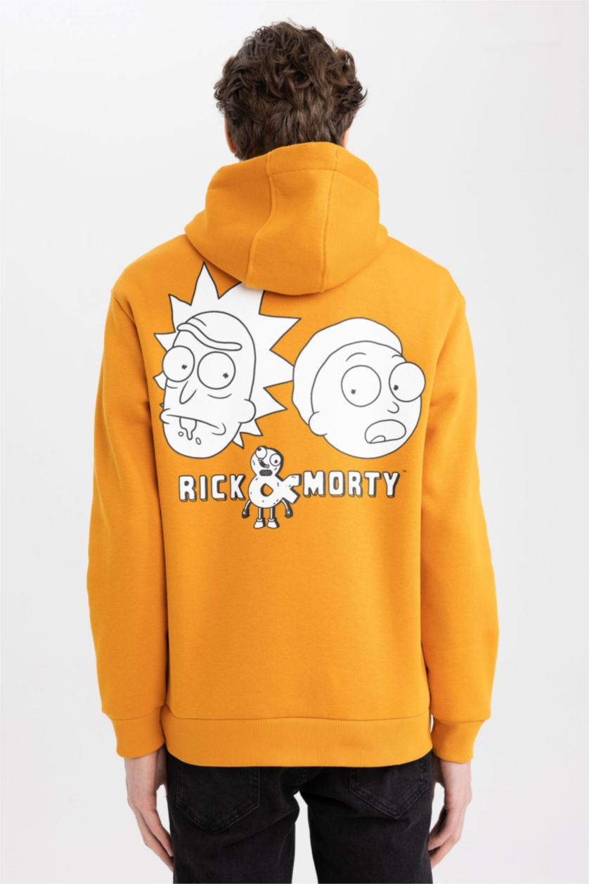 MAN Orange Rick and Morty Licensed Regular Fit Hoodie Sweatshirt