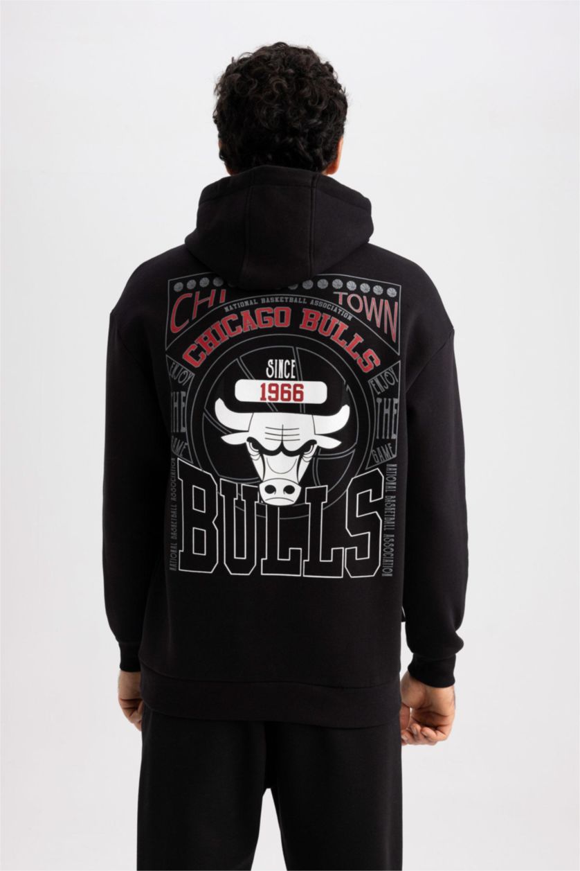 Man Black Defacto Fit NBA Boxy Fit Hoodie Sportsman Sweatshirt