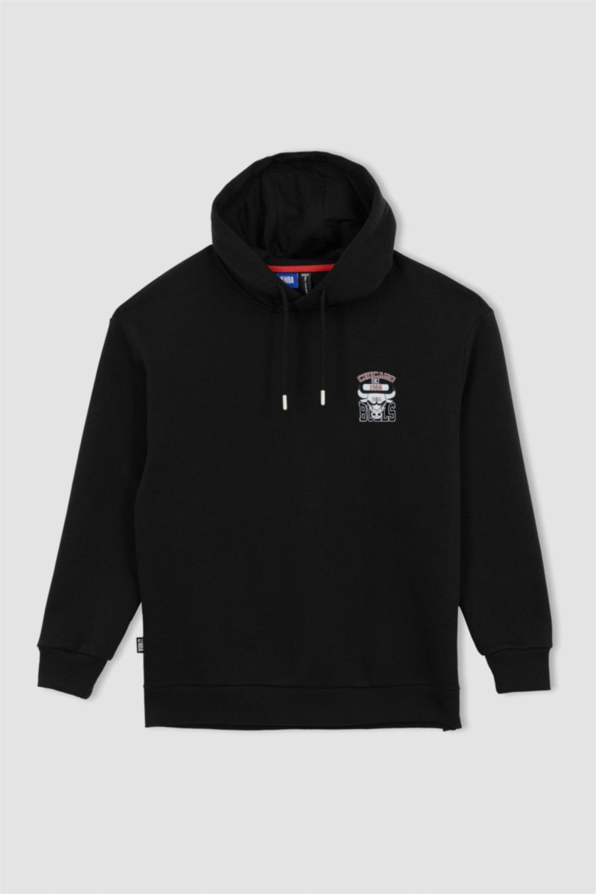 Man Black Defacto Fit NBA Boxy Fit Hoodie Sportsman Sweatshirt