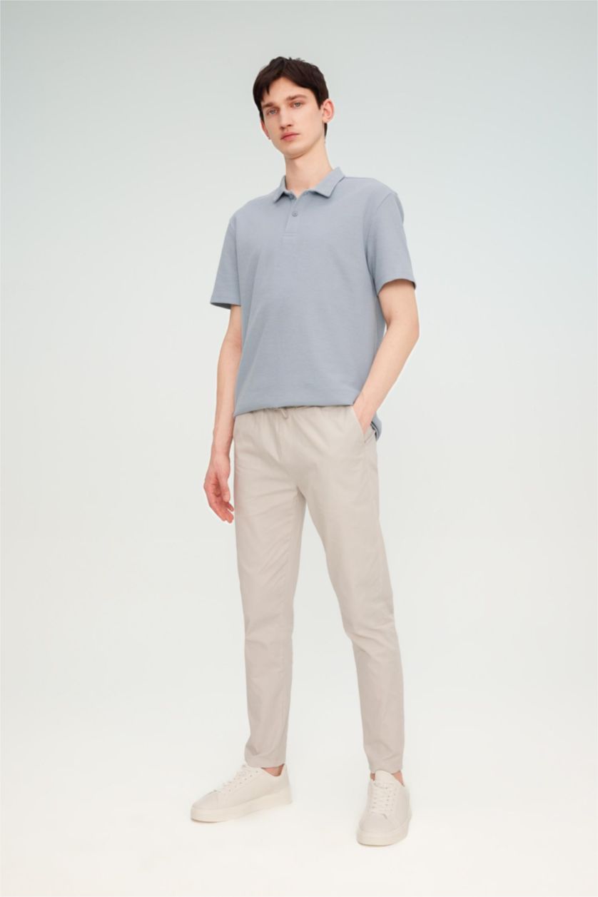 HOMME Gris Clair Pantalon La Gabardıne Coupe jogging Ourlet étroit