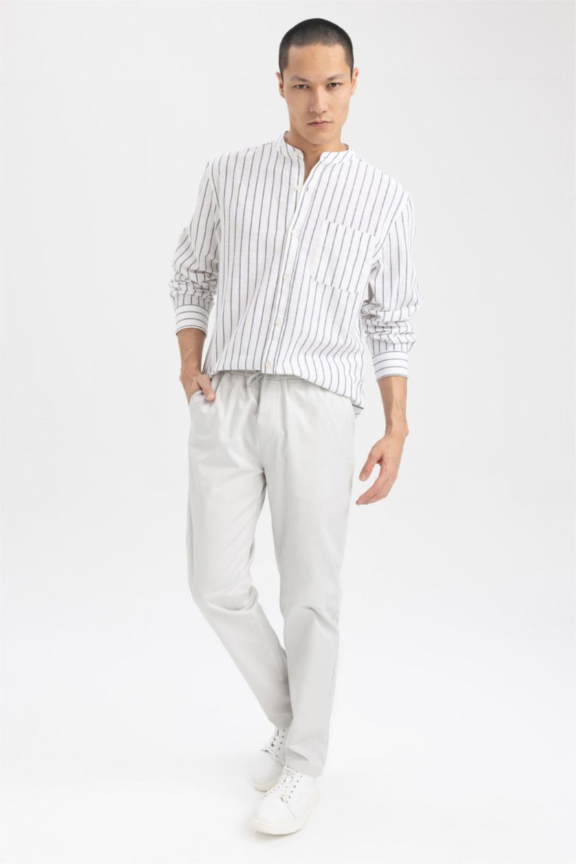 HOMME Gris Clair Pantalon La Gabardıne Coupe jogging Ourlet étroit