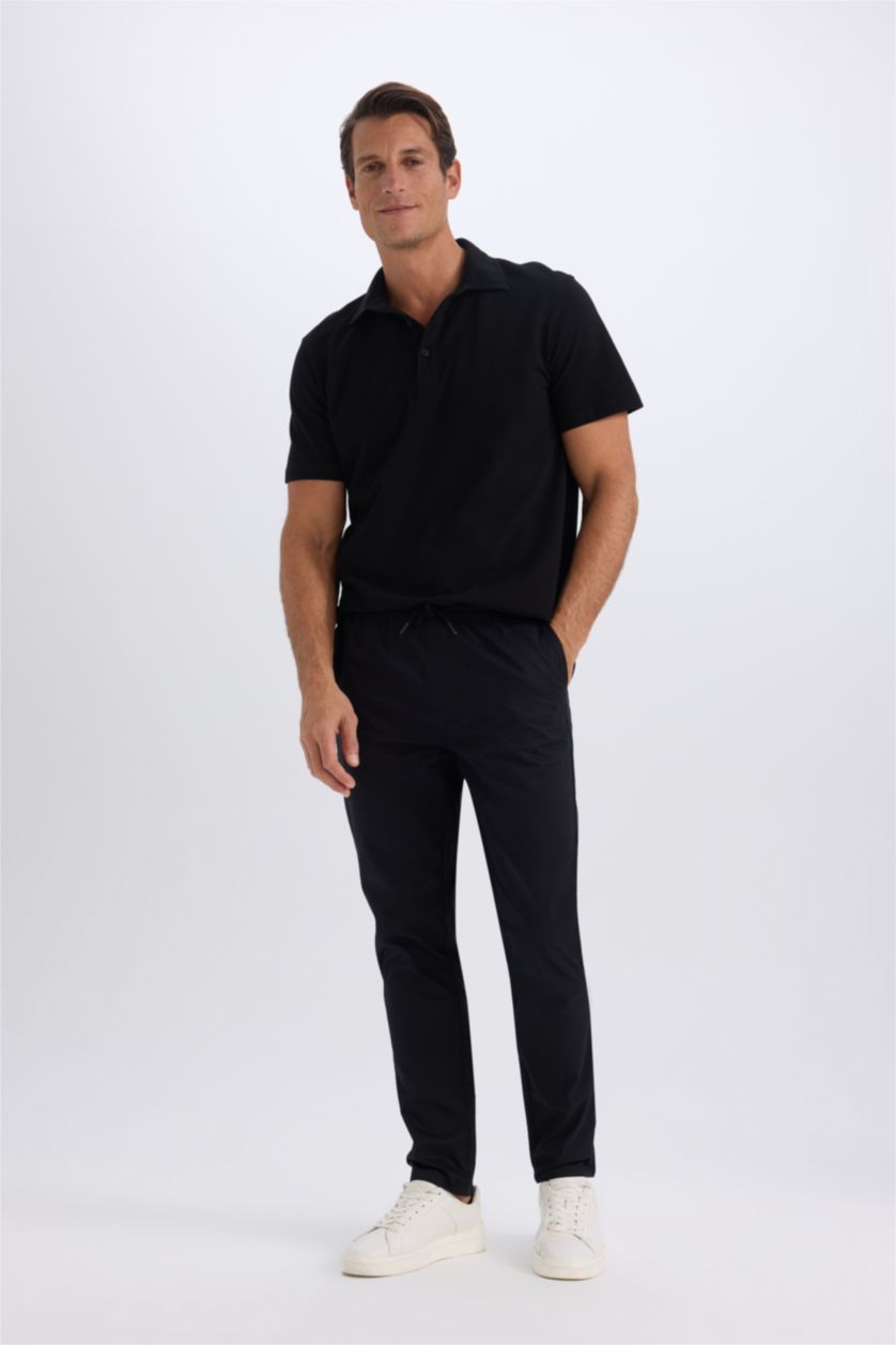MAN Black jogger Super Skinny Hem Gabardine Trousers