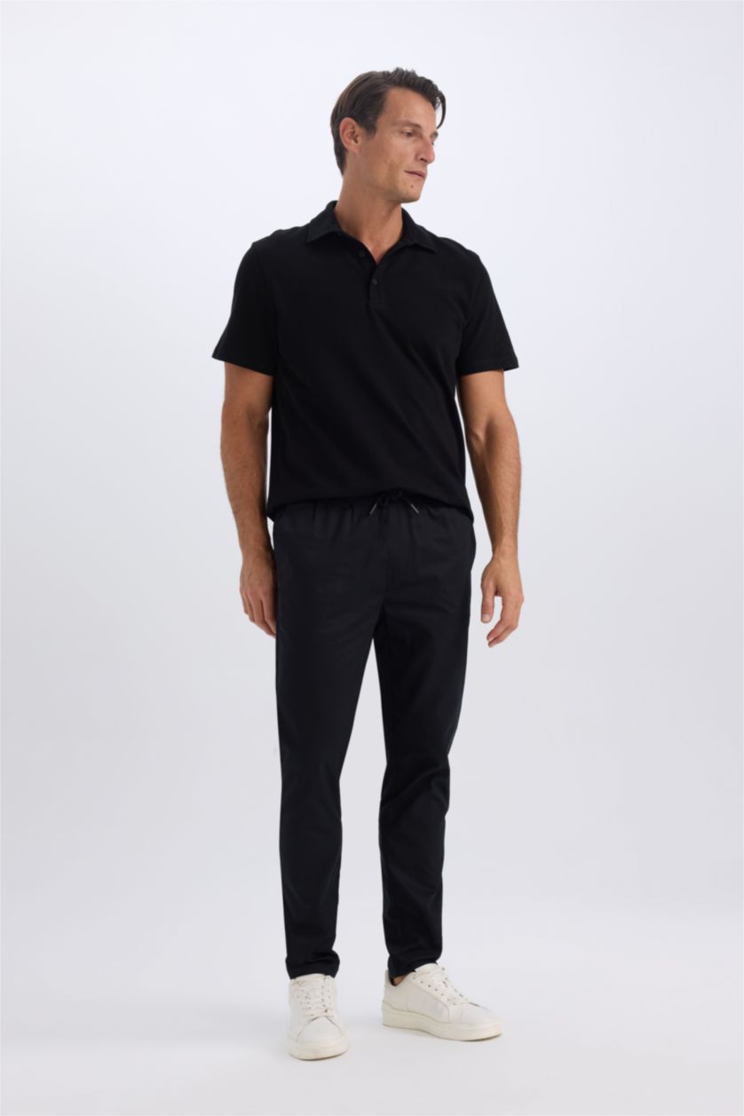 MAN Black jogger Super Skinny Hem Gabardine Trousers