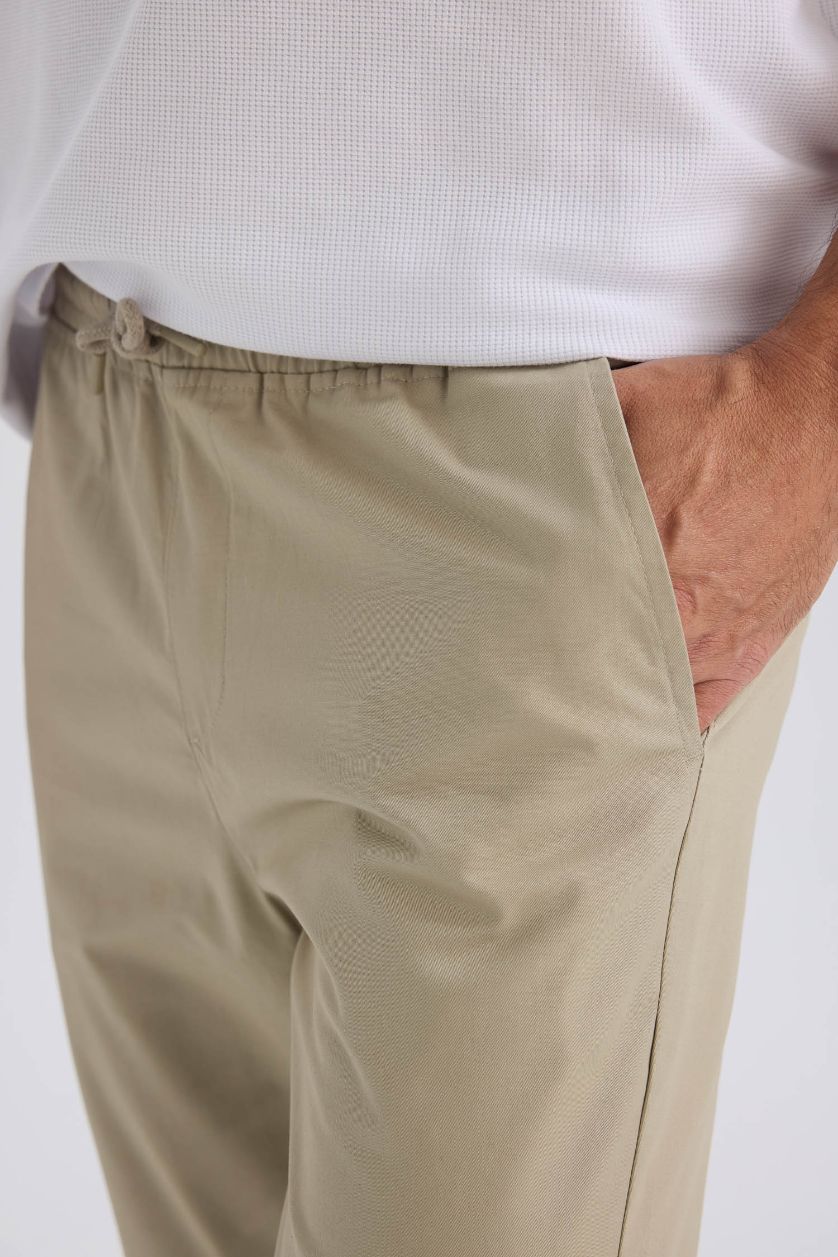 Man Light Khaki jogger Super Skinny Hem Gabardine Trousers