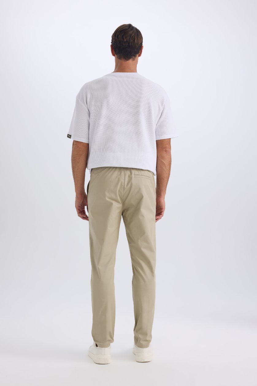 Man Light Khaki jogger Super Skinny Hem Gabardine Trousers