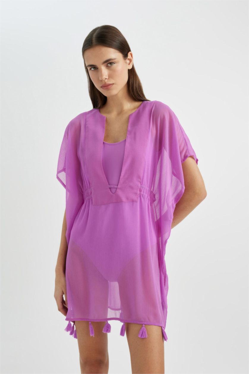 Kadın Mor Şifon Kimono-Fall in Love