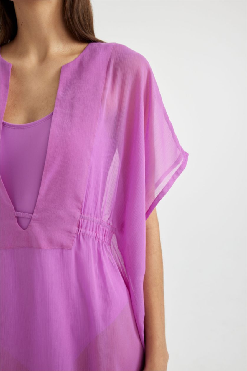 Kadın Mor Şifon Kimono-Fall in Love