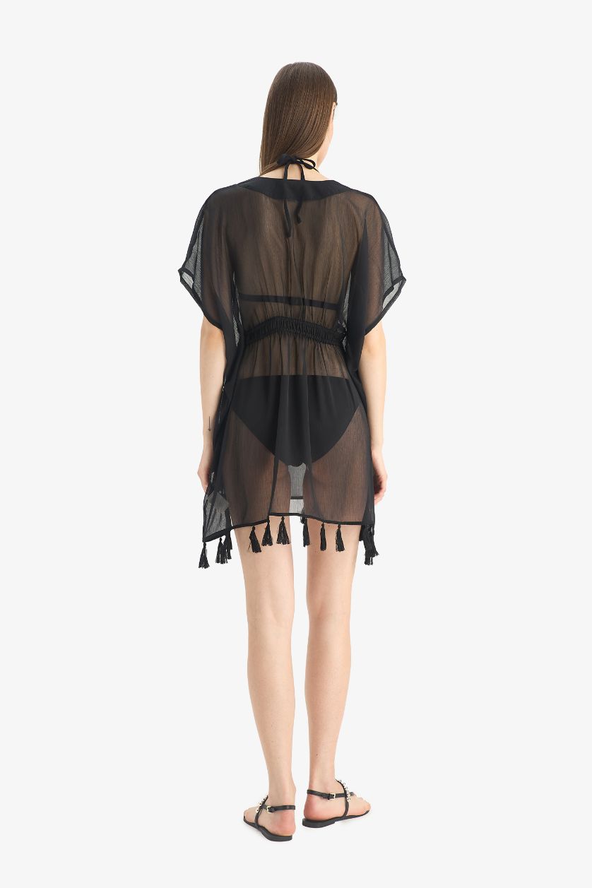 Kadın Siyah Siyah Şifon Kimono