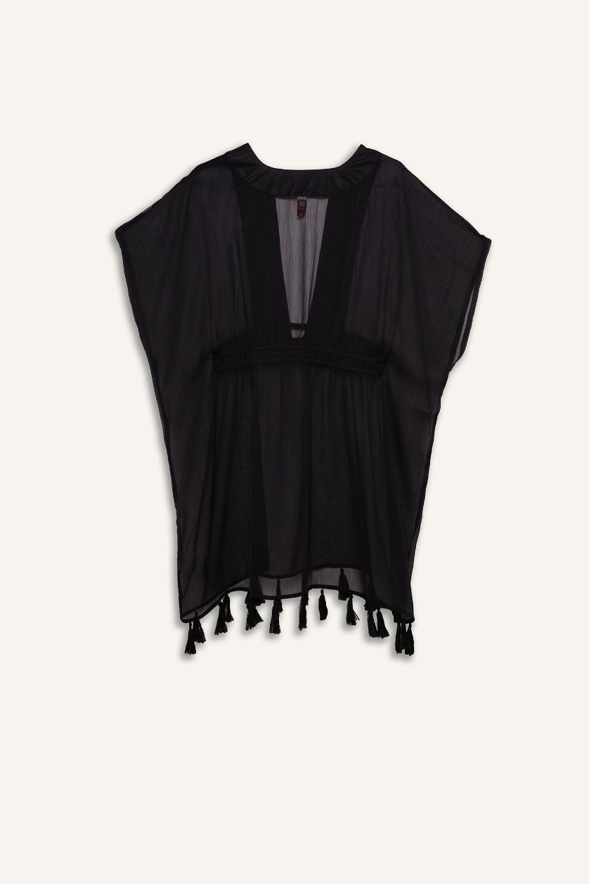 Kadın Siyah Siyah Şifon Kimono