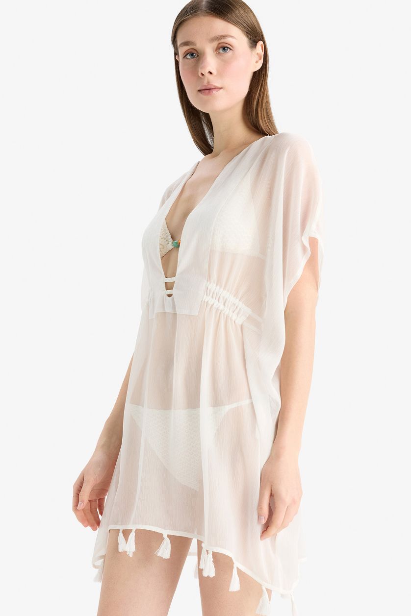 Kadın Kırık Beyaz Beyaz Şifon Kimono-Fall in Love