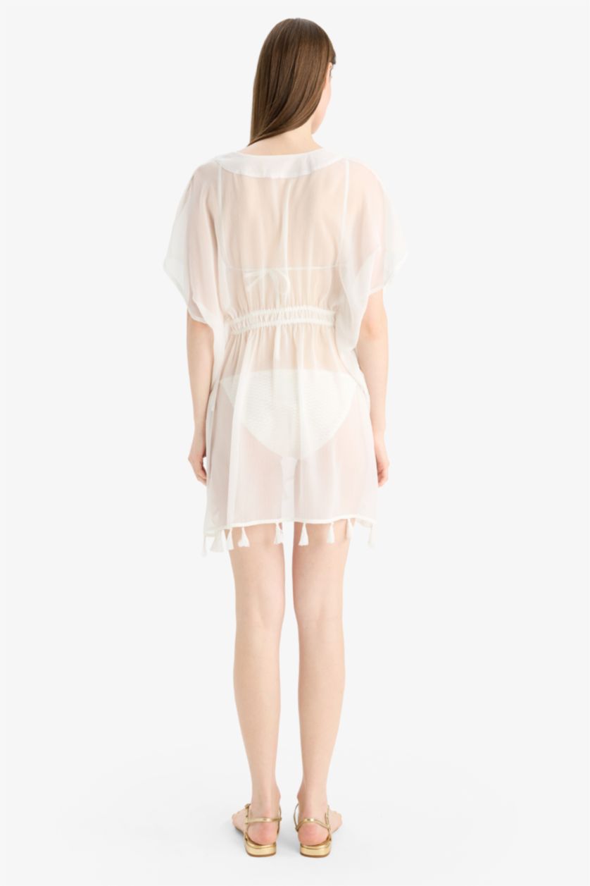 Kadın Kırık Beyaz Beyaz Şifon Kimono-Fall in Love