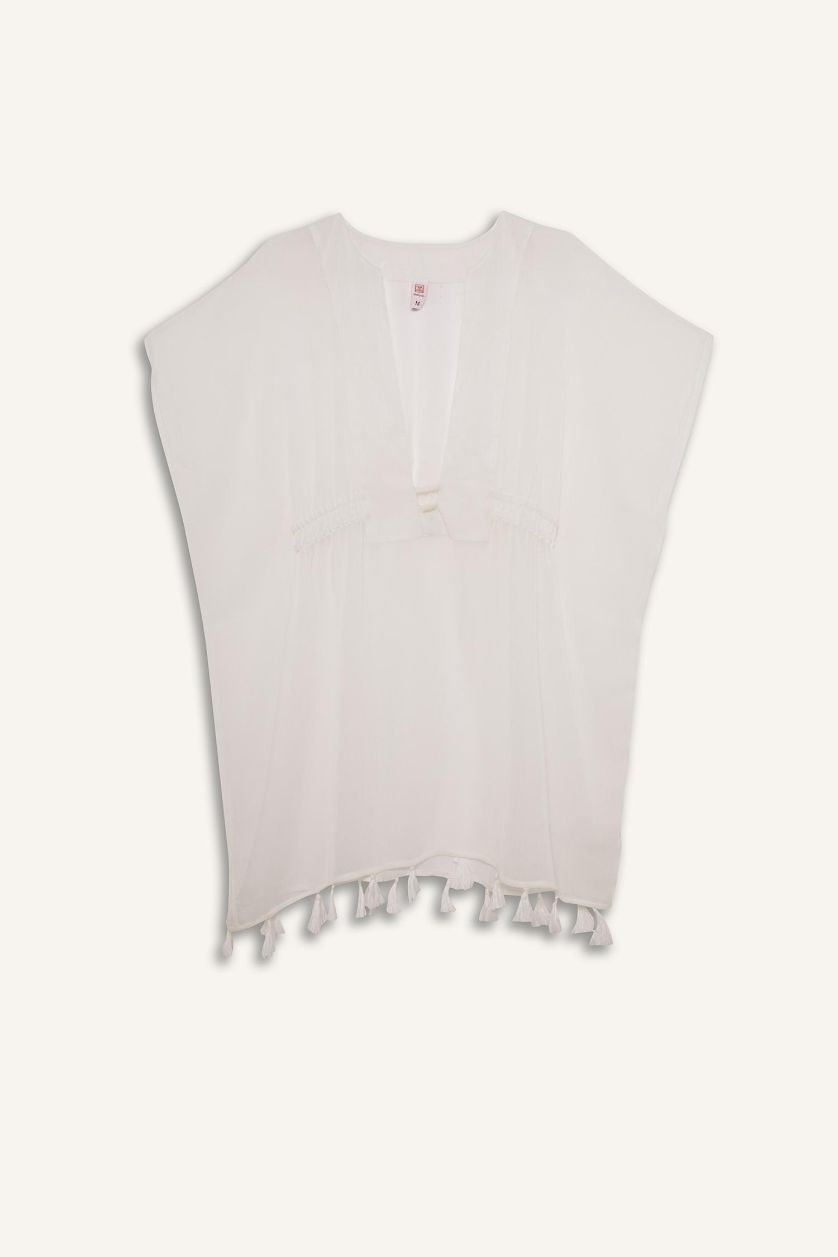 Kadın Kırık Beyaz Beyaz Şifon Kimono-Fall in Love