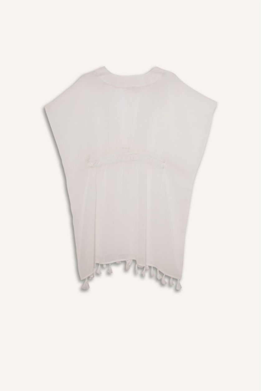 Kadın Kırık Beyaz Beyaz Şifon Kimono-Fall in Love