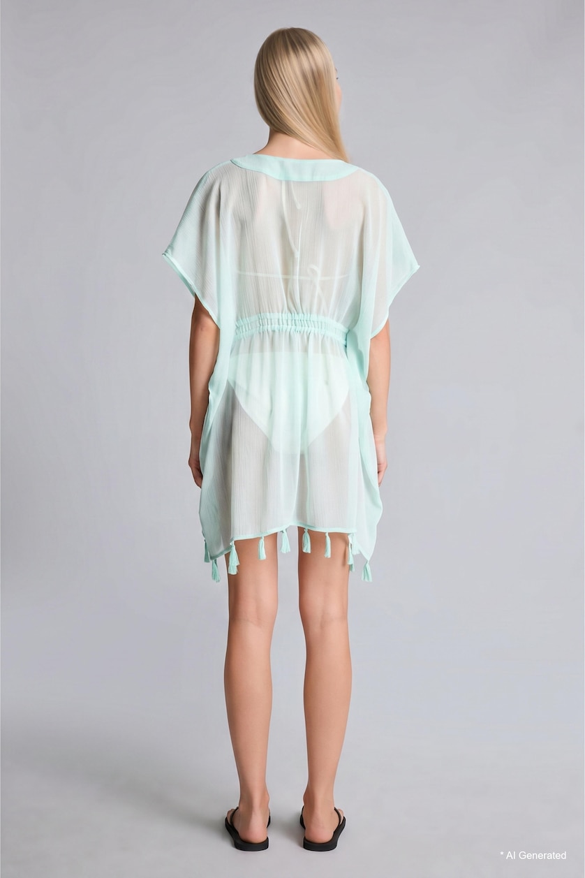 WOMAN Light Blue Regular Fit Chiffon Beachwear