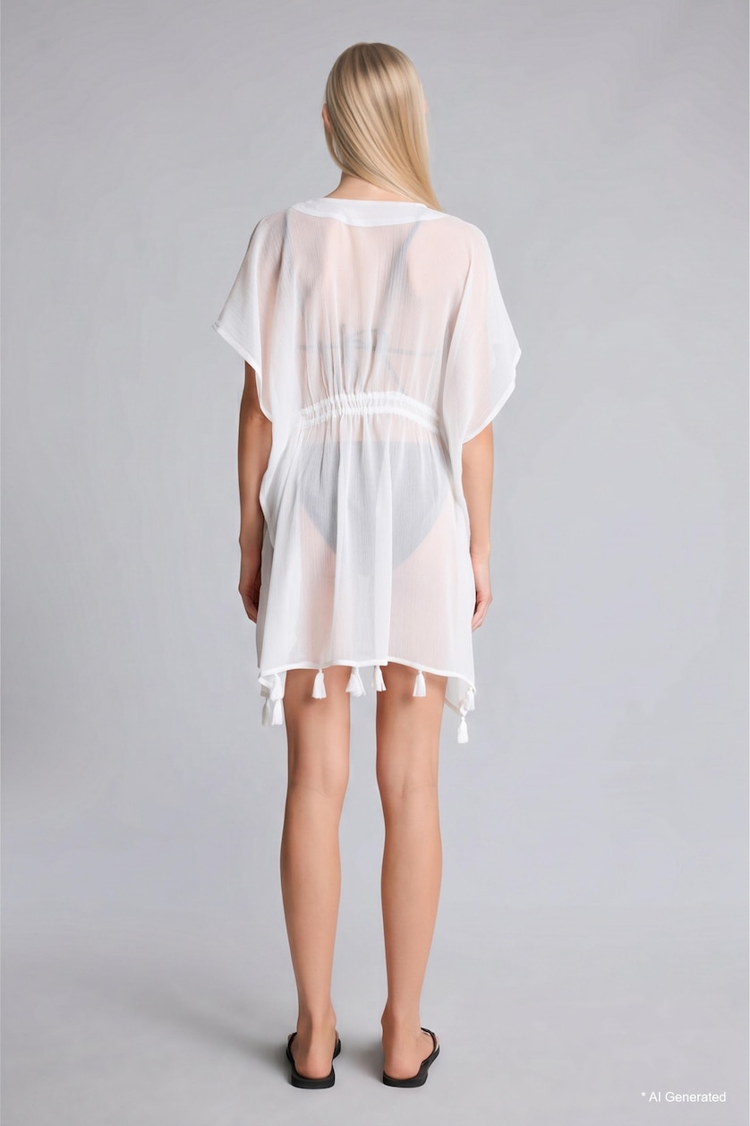 Women White Regular Fit Chiffon White Beach Dress