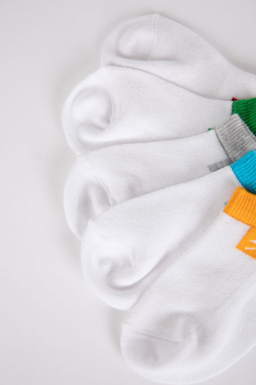 Erkek Çocuk - Genç Erkek Beyaz Baskılı 5'li Pamuklu Patik Çorap Erkek Çocuk