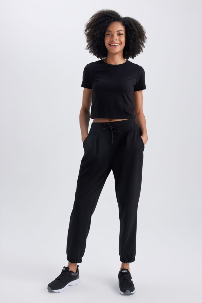 WOMAN Black DeFactoFit Oversize Fit Sweatpants Heavy Fabric Sweatpants