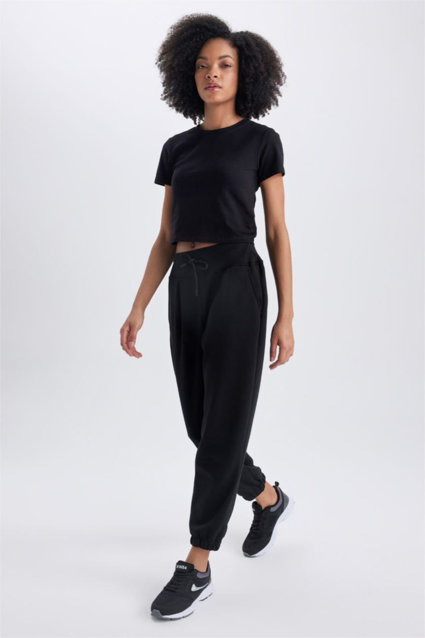 WOMAN Black DeFactoFit Oversize Fit Sweatpants Heavy Fabric Sweatpants