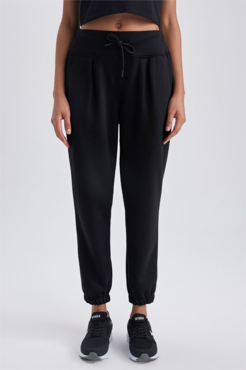 WOMAN Black DeFactoFit Oversize Fit Sweatpants Heavy Fabric Sweatpants