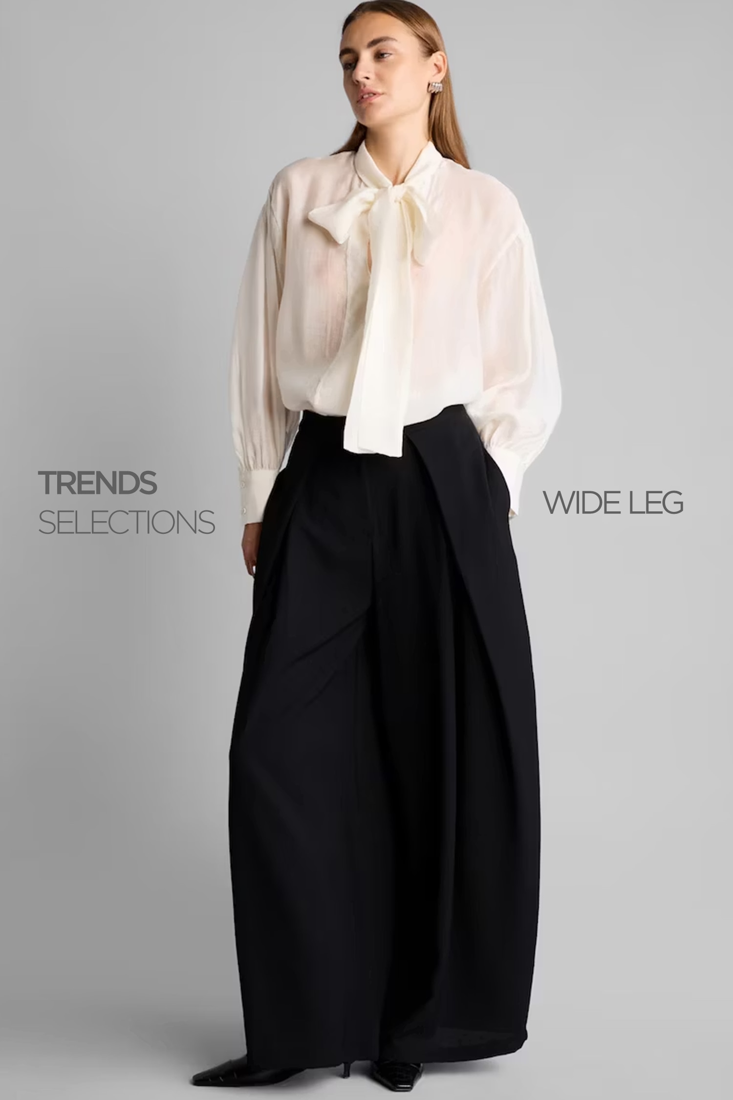 Pileli Wide Leg Krep Pantolon