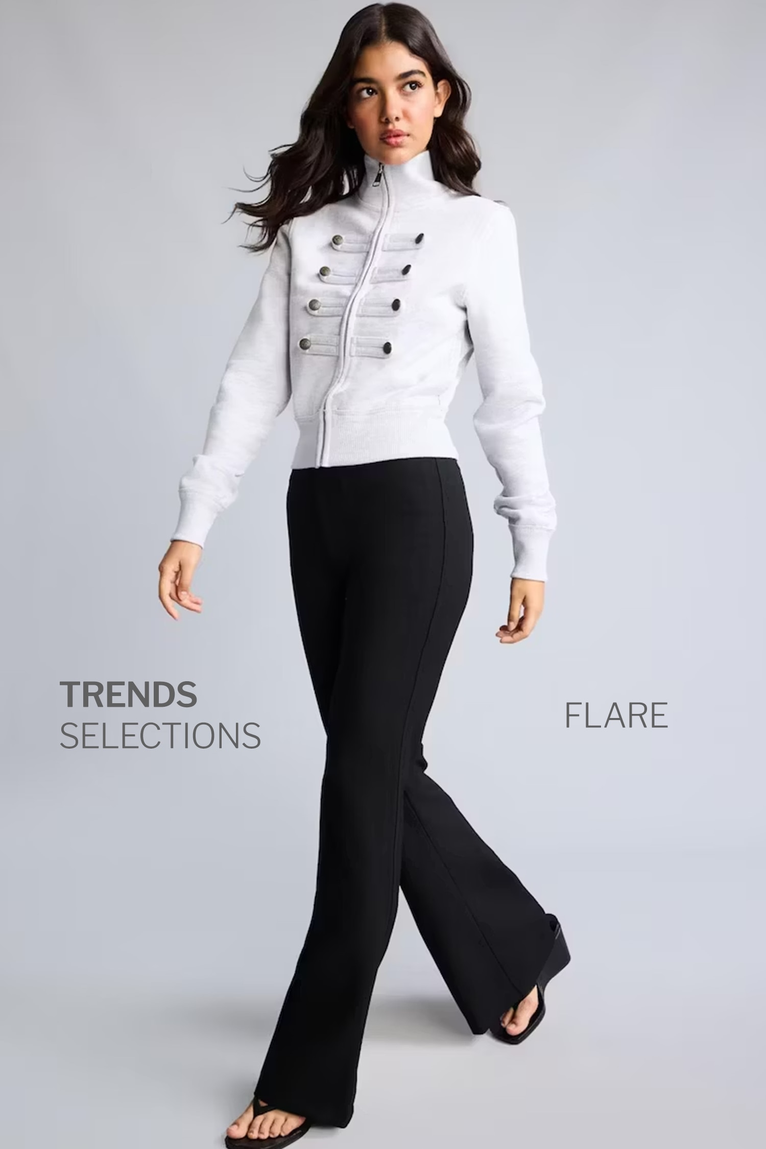 Flare Fit High Waist Black Trousers