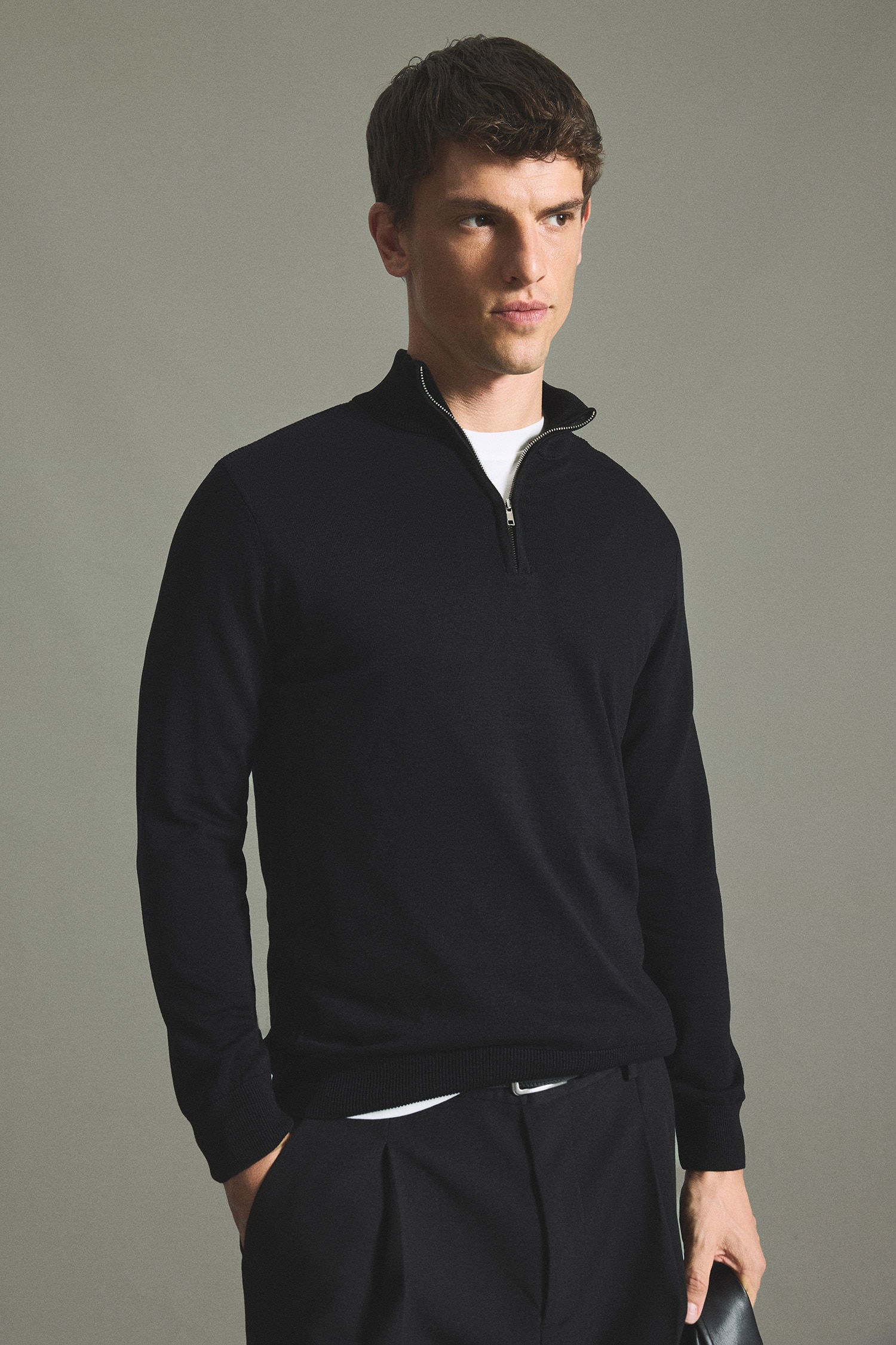 Fermuarlı Polo Yaka Basic Kazak