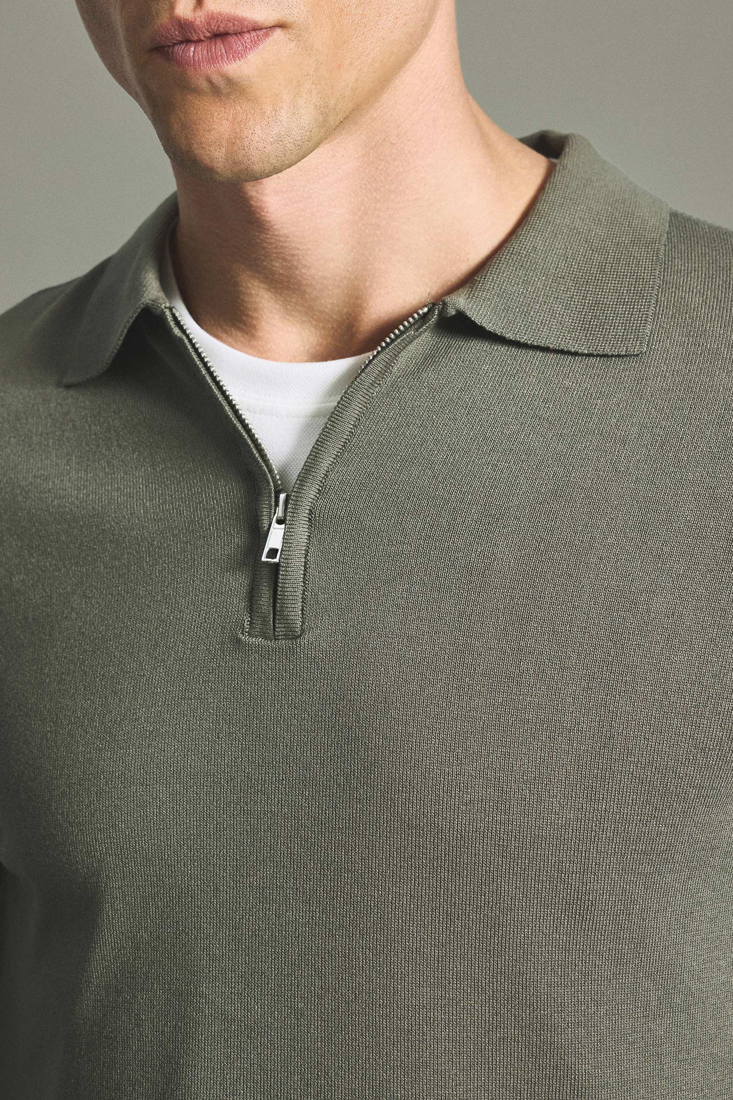 Fermuarlı Polo Yaka Basic Kazak