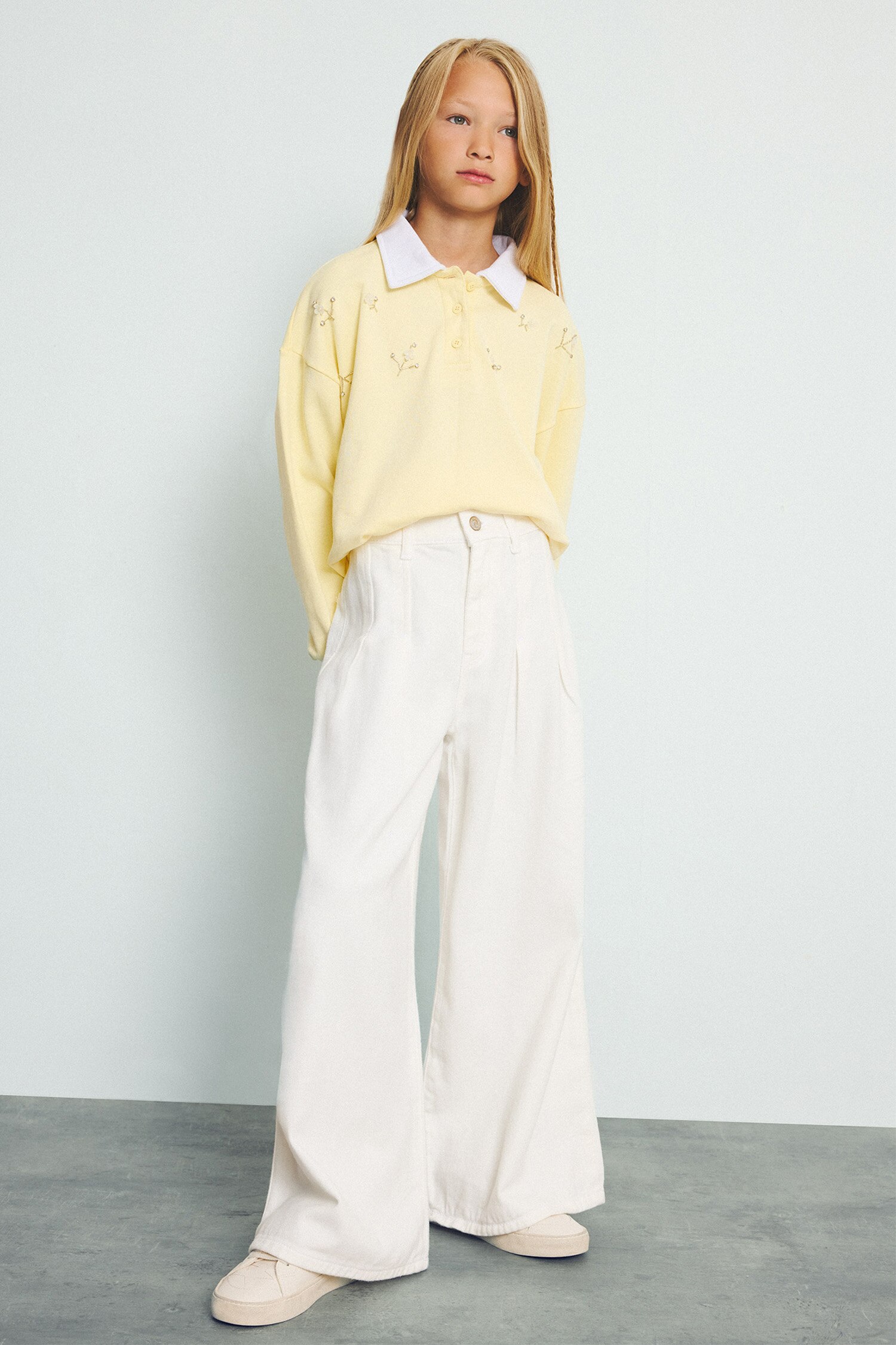 Wide Leg Gabardin Pantolon Kız Çocuk