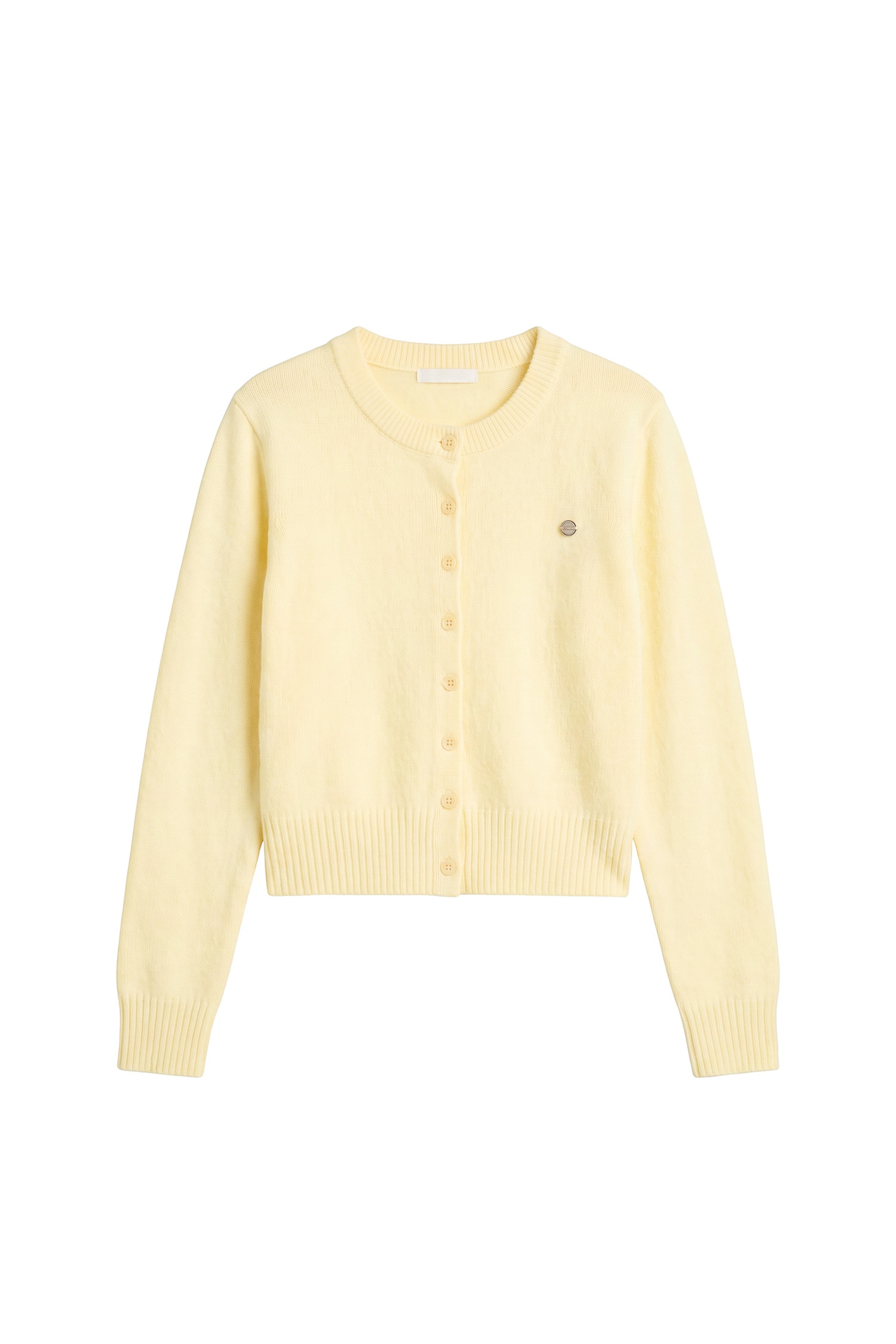 Slim Fit Basic Button-Front Crew Neck Knit Cardigan