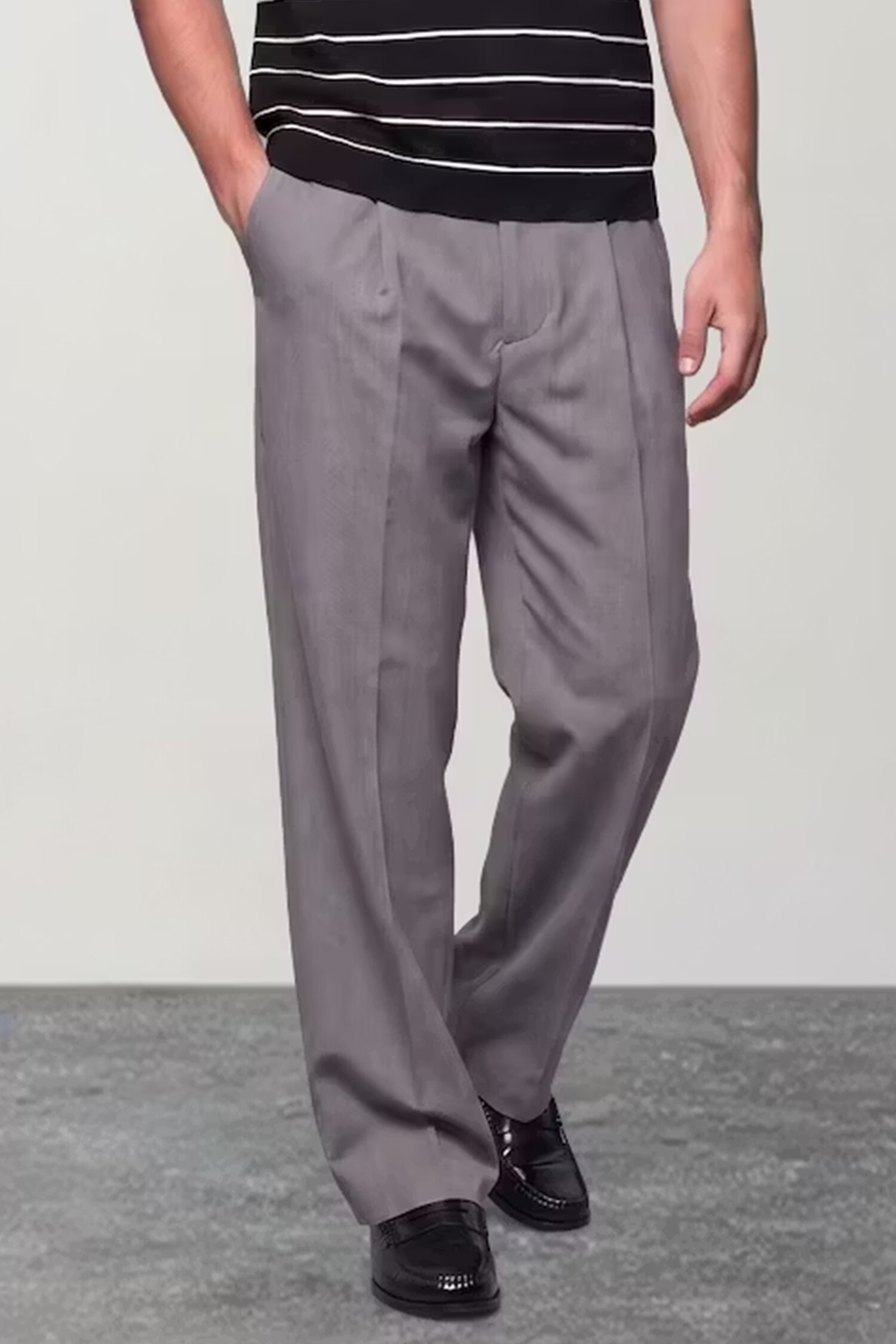 Straight Fit Wide Leg Trousers