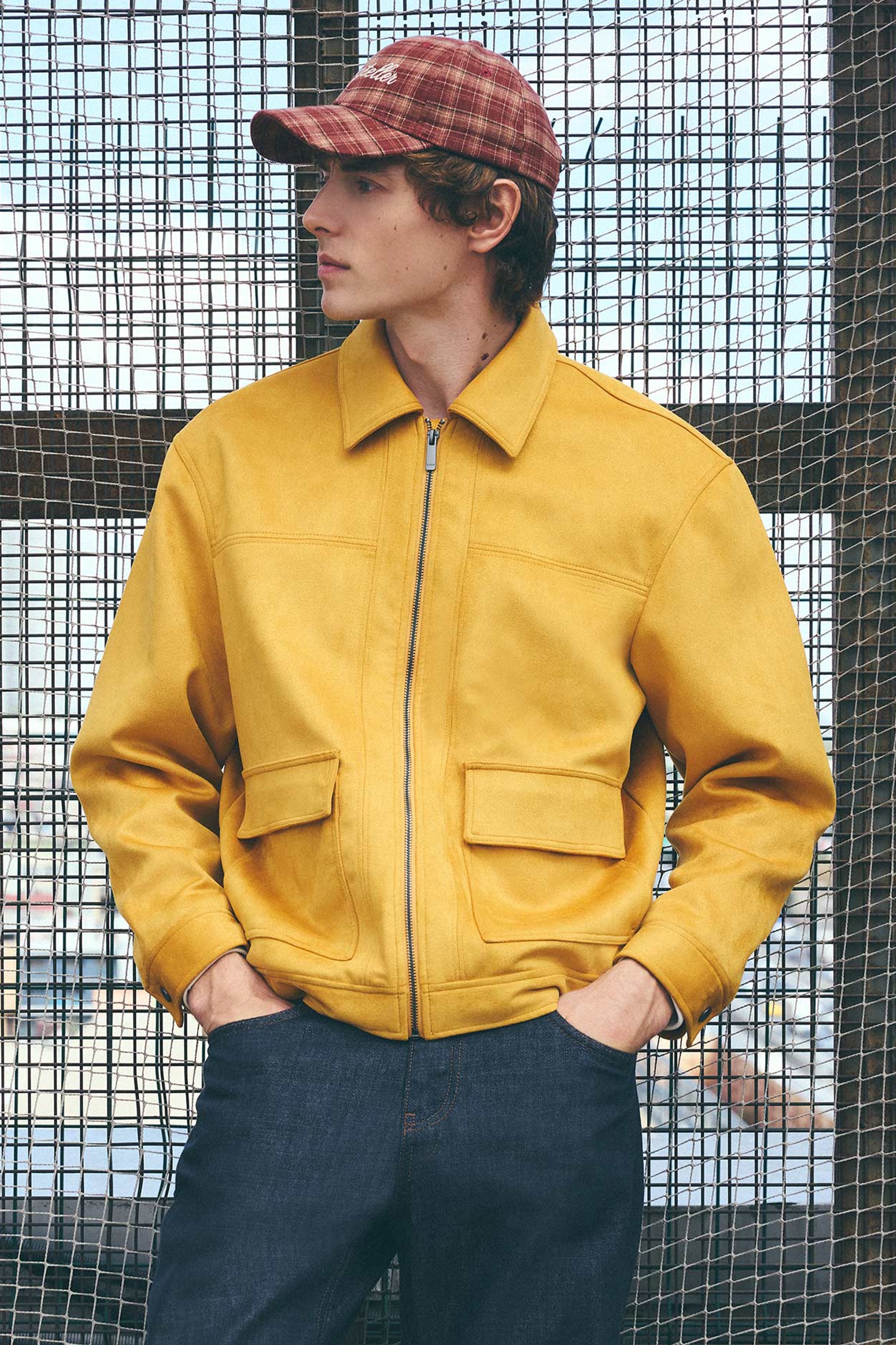 Regular Fit Ultra Soft Suede Polo Collar Zip-Up Jacket