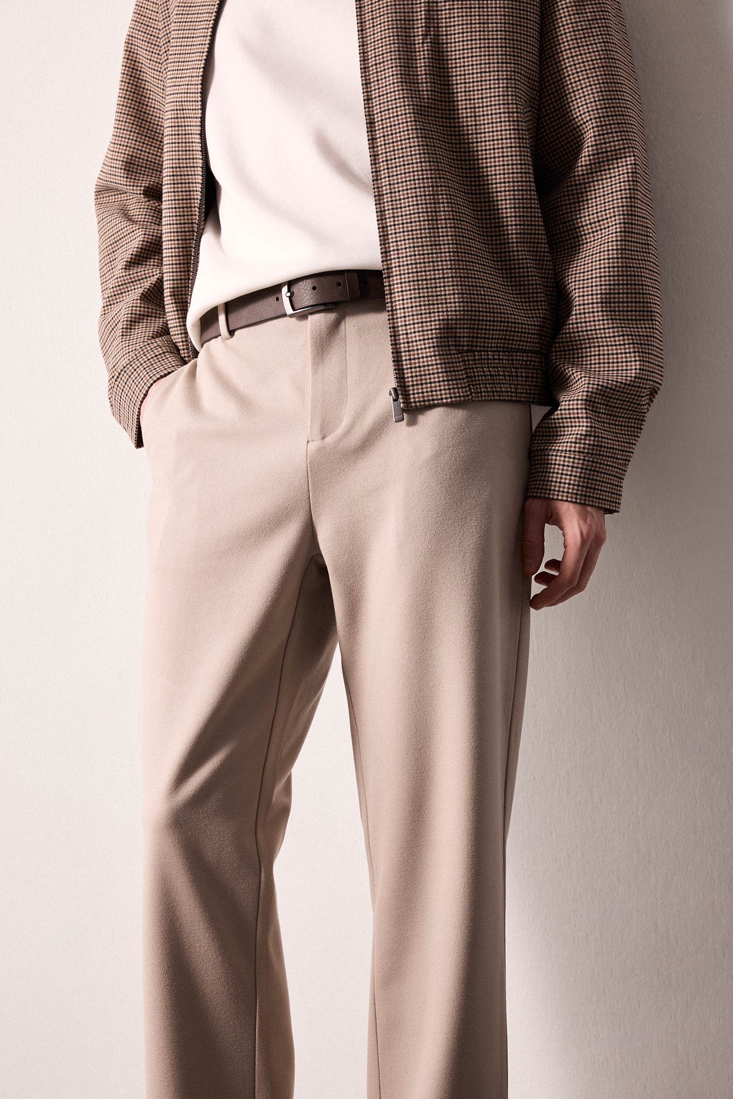Regular Fit Beli Lastikli Düz Paça Pantolon
