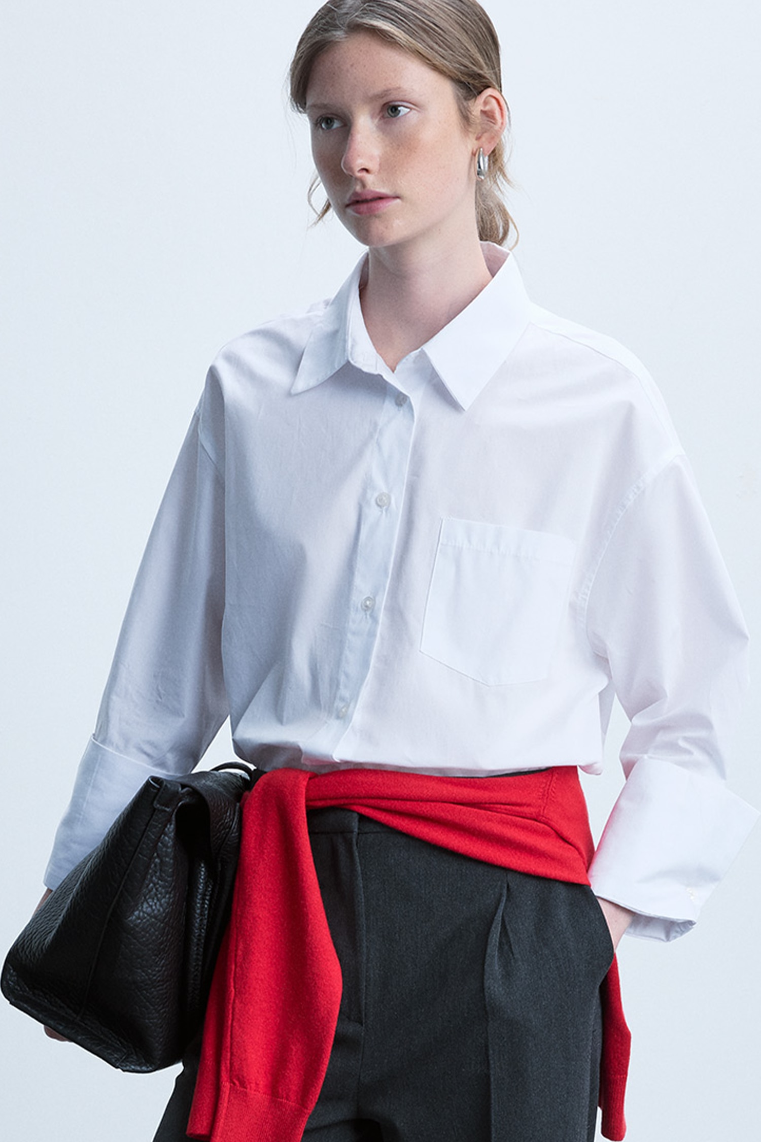 %100 Pamuk Oversize Uzun Kollu Poplin Gömlek