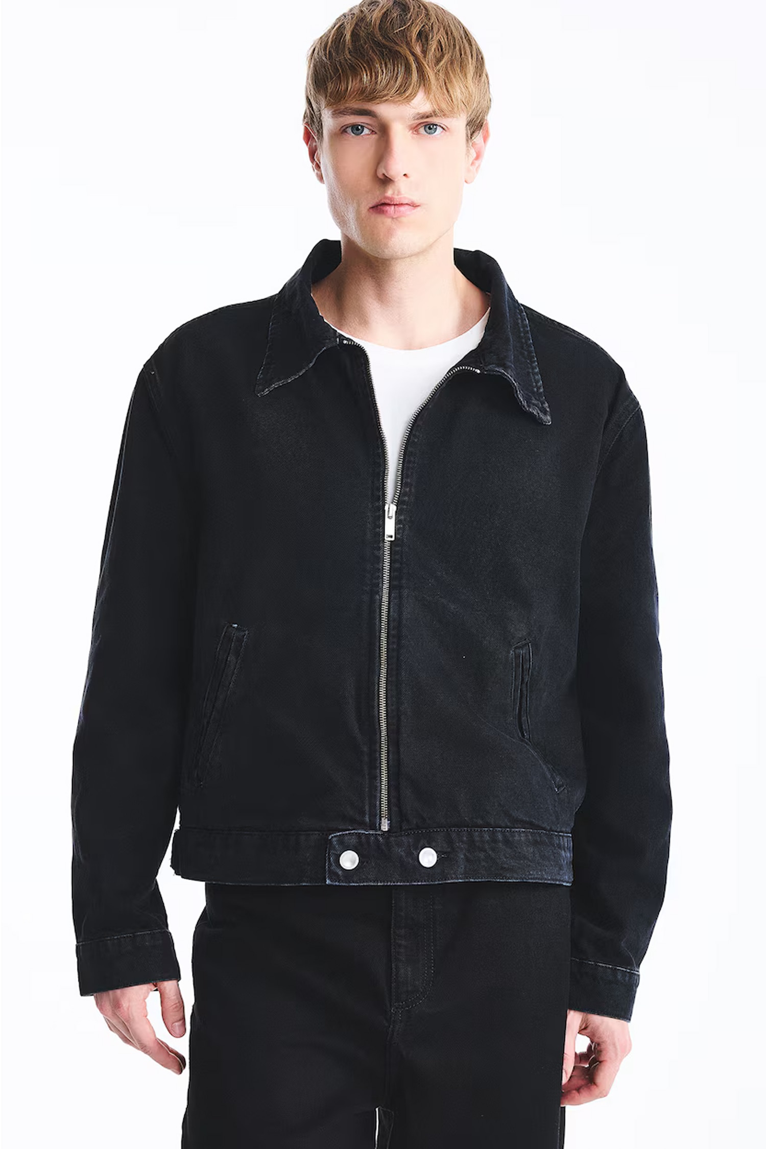 Regular Fit Zip Up Cotton Denim Jacket