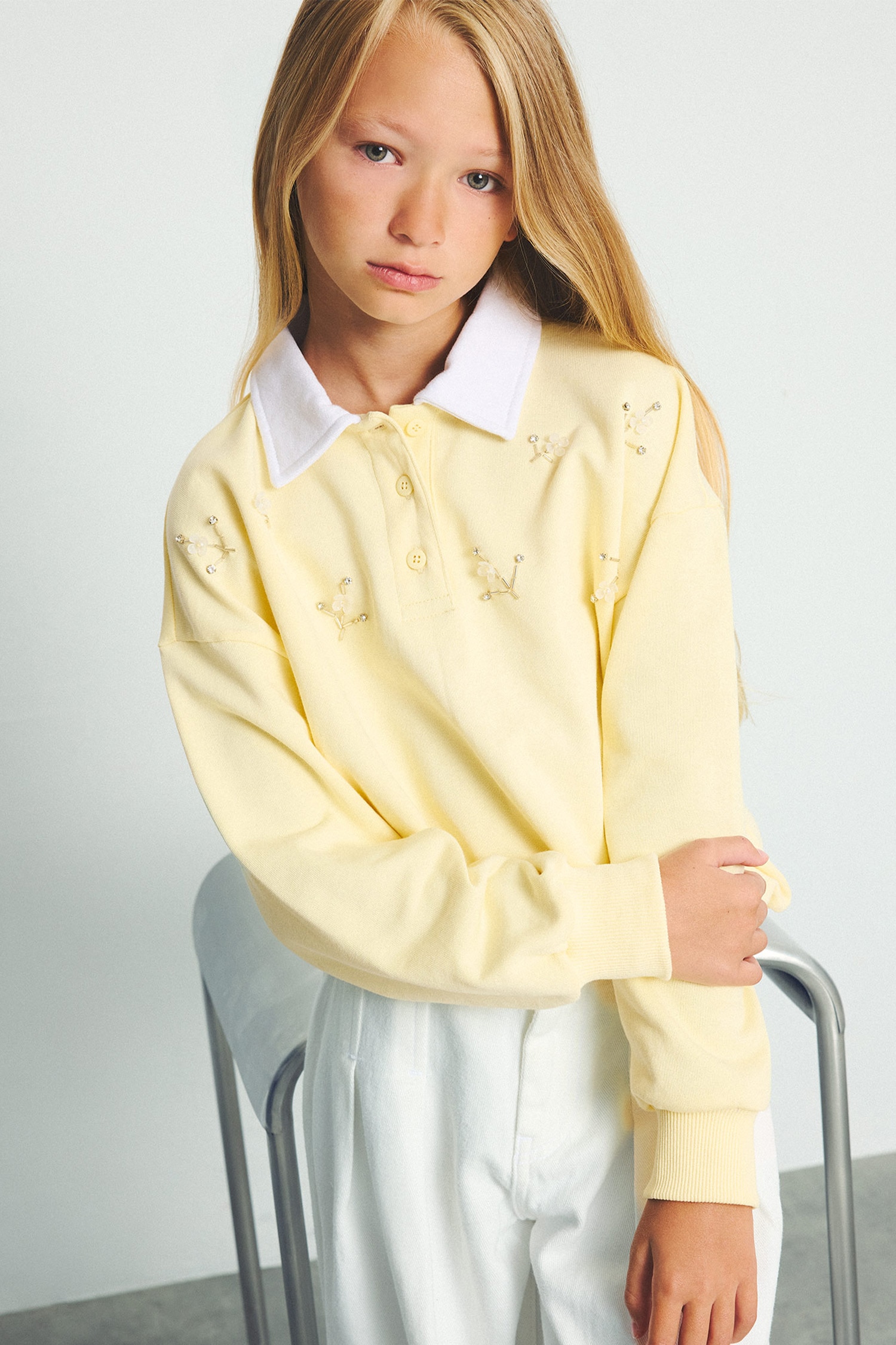 %100 Pamuk Relaxed Fit Sweatshirt Kız Çocuk