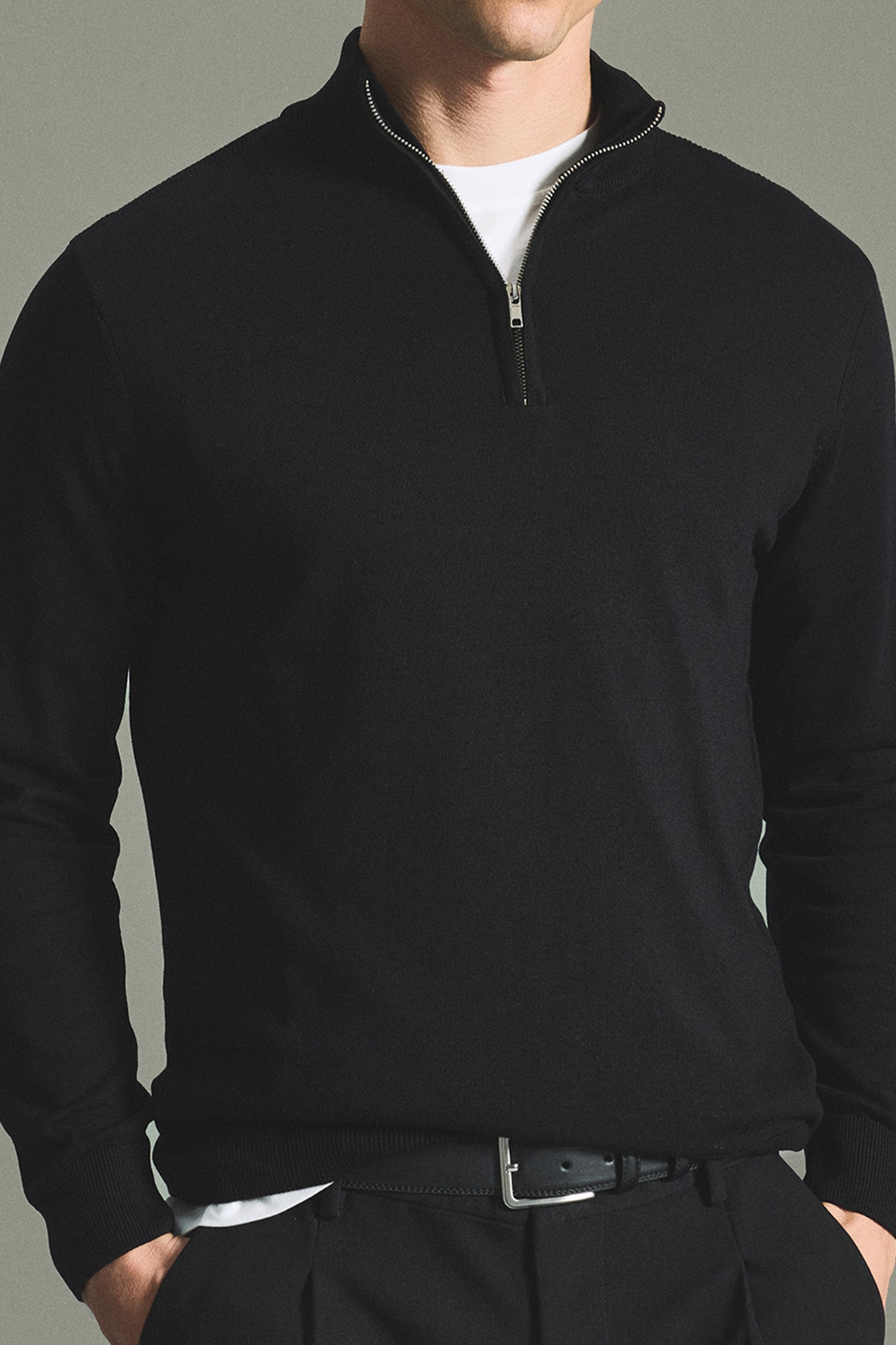 Fermuarlı Polo Yaka Basic Kazak