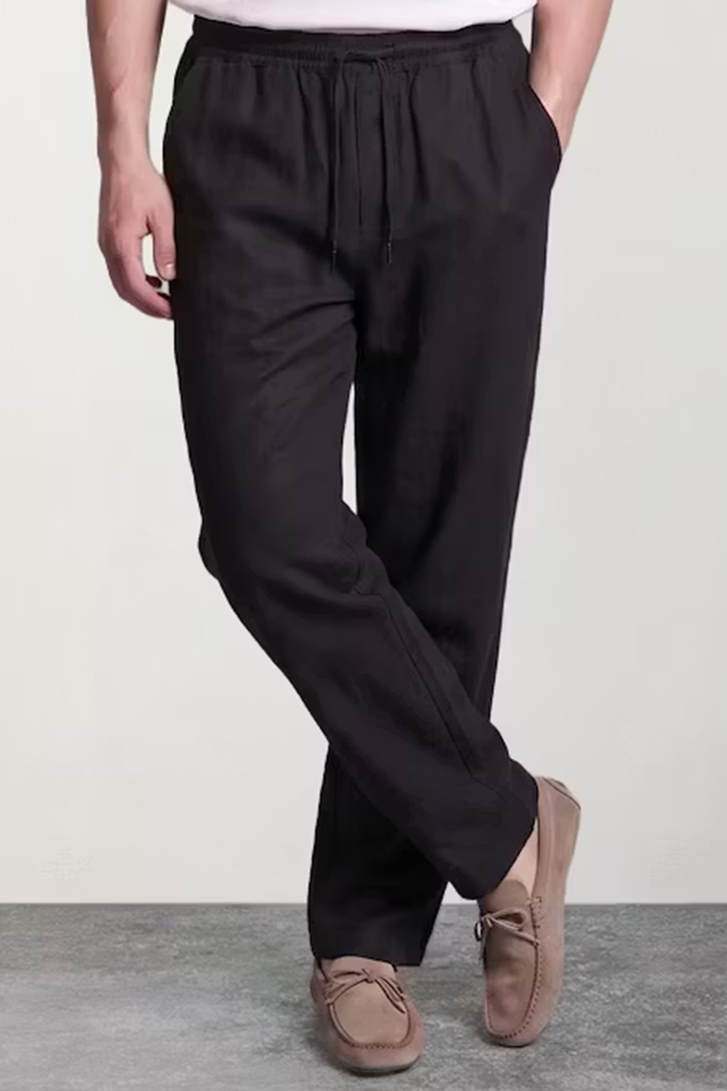 Baggy Fit 100% Cotton Black with Elastic Waist Trousers
