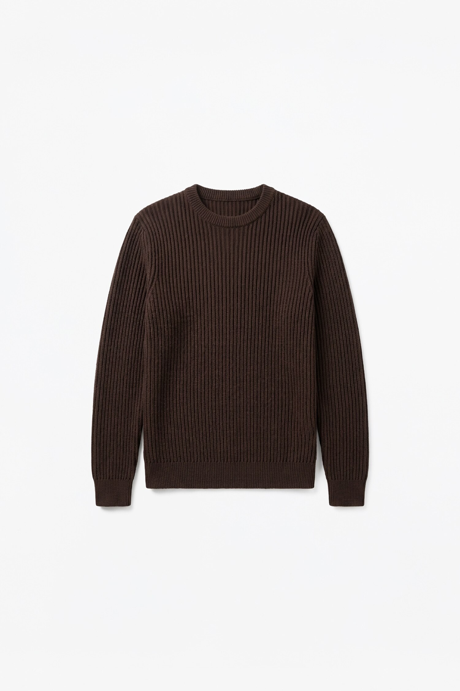 Standard Fit Brown Knitted Crew Neck Pullover